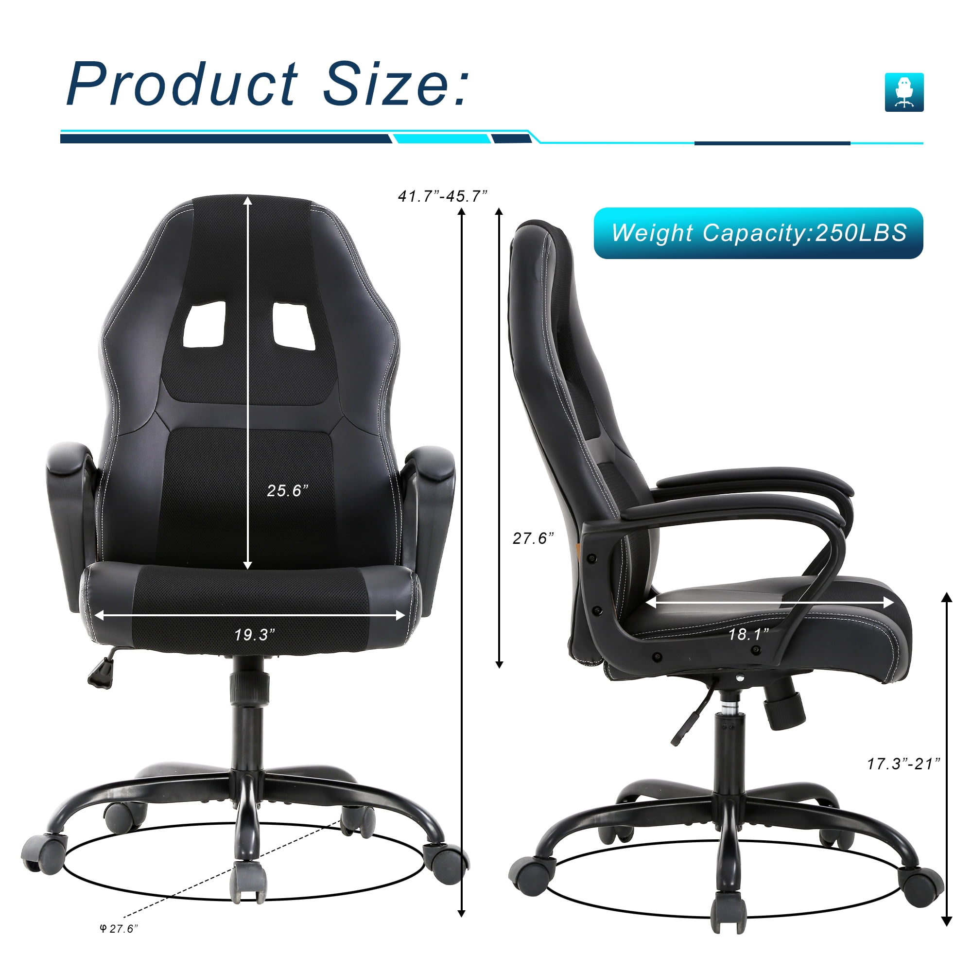 YRLLENSDAN Black Gaming Chairs, Office Gaming Chair Computer Gaming Chair Gaming Office Chair Gaming Desk Chair Computer Chairs for Adults