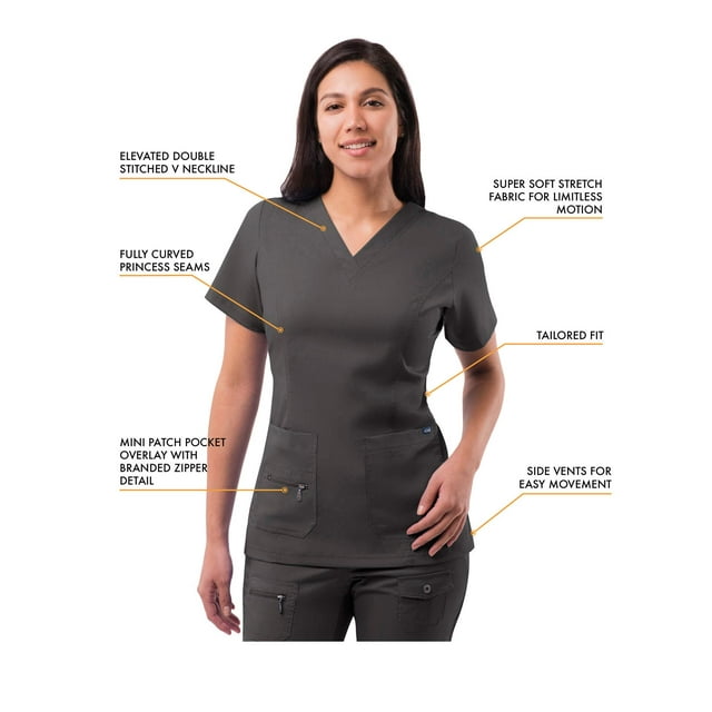Adar Uniforms Women's Scrub Set - Enhanced V-Neck Top/Multi Pocket Pants