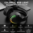thumbnail image 2 of Wireless Bluetooth Headphone with Noise Cancellation HiFi Stereo Sound Mic Deep Bass Protein Earpad Rainbow RGB Backlight Rechageable Over Ear Headset for PC Mac Game Travel Class Home Office(Black), 2 of 9
