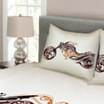 thumbnail image 3 of Ambesonne Brown Orange Quilted Bedspread Set 3 Pcs, Curvy Floral Bike, King Size, Warm Taupe Burgundy, 3 of 4