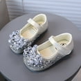 thumbnail image 6 of Hessimy Baby Girls Mary Jane Sequins Flats PU Leather Wedding Party Princess Ballet Shoe Rubber Sole Prewalker Toddler First Crib Shoes school (Beige,10.5), 6 of 9