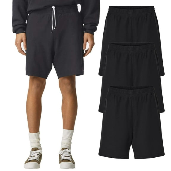 American Apparel Pique Gym Shorts, Cotton Athletic Shorts with Pockets, 3 Pack Black, S