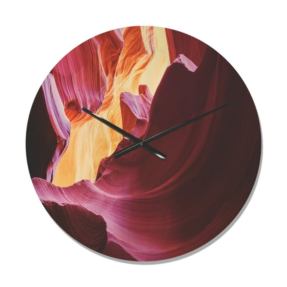 Designart 'Purple in Antelope Canyon Landscape' Modern Wood Wall Clock