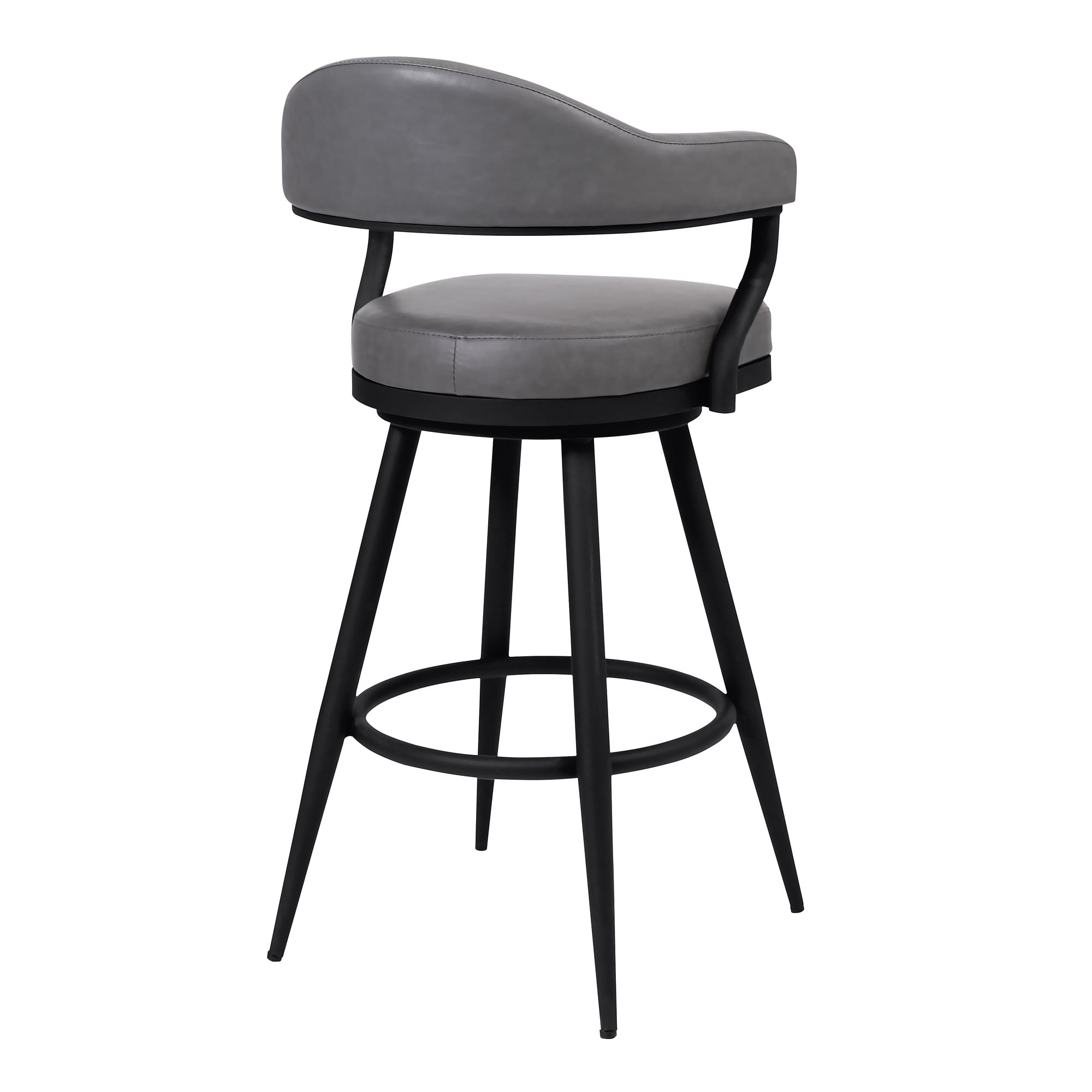 Armen Living Justin 30" Modern Metal Swivel Bar Stool in Black/Vintage Gray