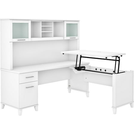 UPC: 0042976124793 | Bush Furniture Somerset 35 -41  Adjustable Desk with Hutch White SET015WH