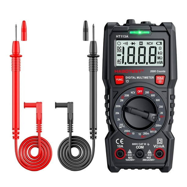Portable Digital Multimeter Capacitance Continuity Test for Household Outlet Black Style C