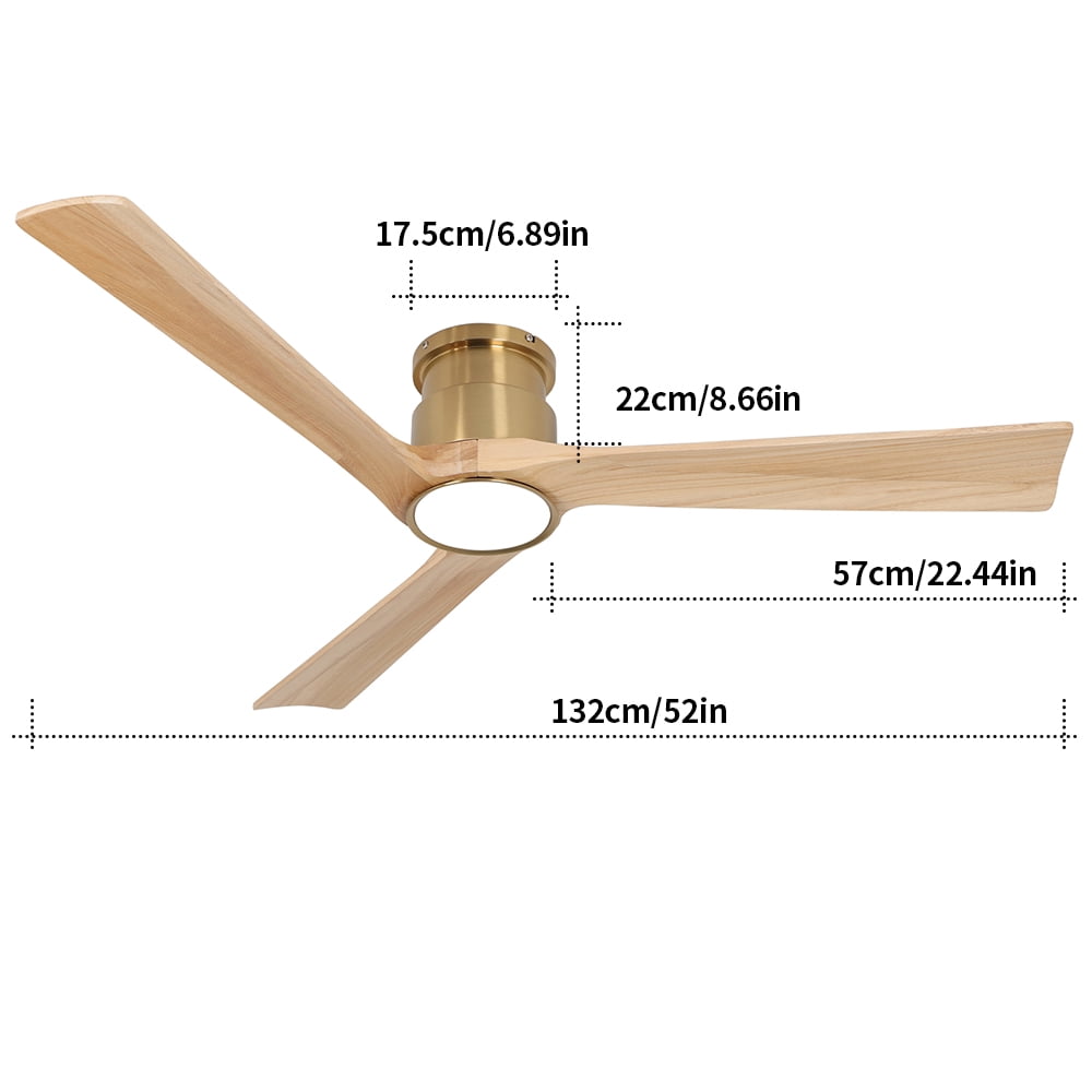 Wozzio 52-Inch Ceiling Fan with Integrated LED Light and Remote Control
