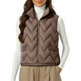thumbnail image 2 of Women's Lightweight Down Vest, Sleeveless Quilted Puffer Jacket with Cotton Blend Shell, Warm Winter Insulated Vest, Slim Fit Casual Sleeveless Coat for Women, Cold Weather Thermal Vest Coffee XXXXL, 2 of 4