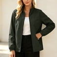 thumbnail image 2 of QIYAGBSA Women Lightweight Water Resistant Windbreaker Jacket Stand Collar Zip Up with Pockets Casual Outdoor Wear (Army Green, S), 2 of 8