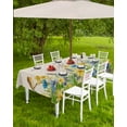 thumbnail image 4 of Outdoor Tablecloth with Umbrella Hole Zipper,Summer Botanical Country Flowers Birds Waterproof Zippered Table Cloth for Rectangle Table,Pastoral Plants Retro Linen Patio Table Covers for Indoor Pinic, 4 of 6
