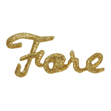 Out Embroidered Patch - ID 1592B Gold Golf Fore Patch Watch Out Saying Embroidered Iron On Applique