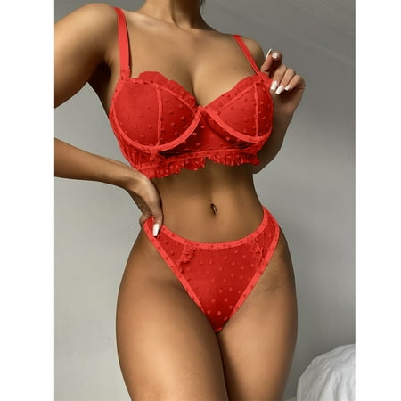 

Pxiakgy womens underwear Garter Sleepwear Pajamas Lace Fashion Steel Underwear Ring Lingerie Red + XL