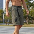 thumbnail image 4 of GUZOM Mens Quick Dry Cargo Shorts Relaxed Fit with Zipper Pockets - Lightweight Outdoor Hiking Shorts with Belt, Army Green,Size 2XL, 4 of 7