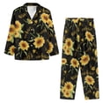 thumbnail image 3 of Kuiaobaty Sunflower Music Note Pajamas Women's Long Sleeve Sleepwear with Long Pants Soft Loungewear Pj Set Comfy Nightgown with Pockets, Black, 4XL, 3 of 7