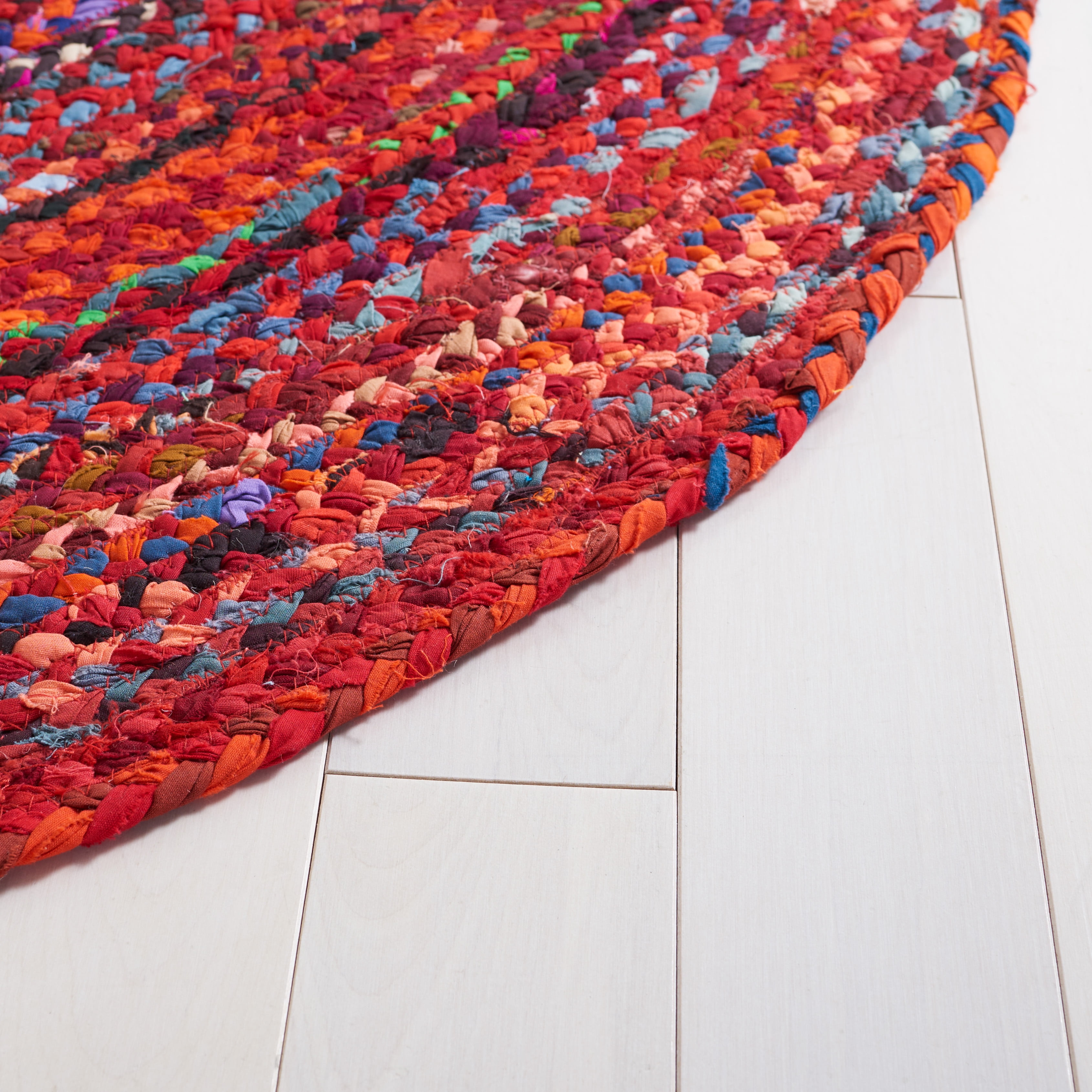 SAFAVIEH Braided Calvin Transitional Cotton Reversible Area Rug, Rust/Multi, 6' x 9' Oval