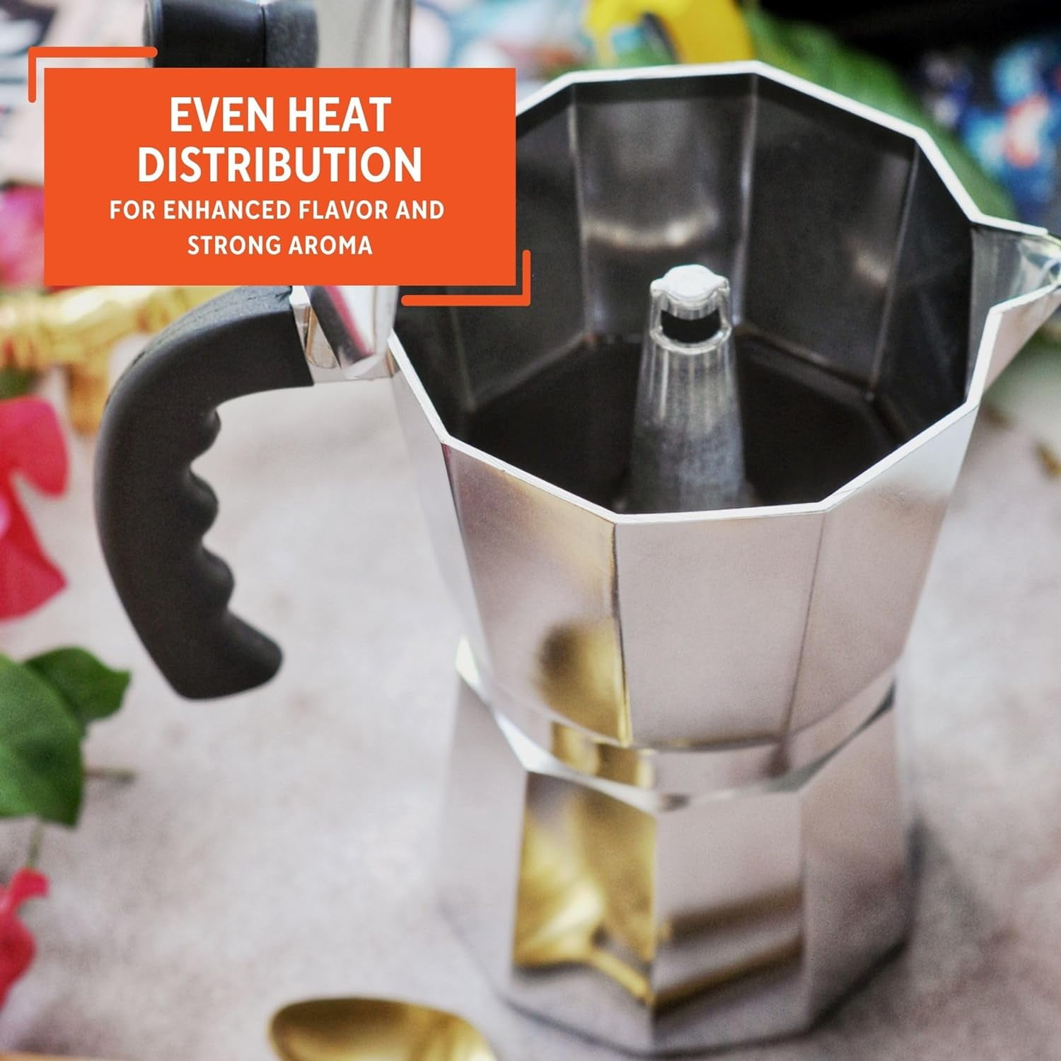 Iconic Stovetop Espresso and Coffee Maker that makes Real Italian Coffee, Moka Pot 3 Cups (4.3 Oz - 130 Ml), Aluminium
