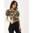 thumbnail image 4 of DressBerry Women’s Printed Cotton Flex Square Neck Top Front Buttoned Short Puffed Sleeves Waist Length Party Wear Light Weighted Casual Summer Top, 4 of 7