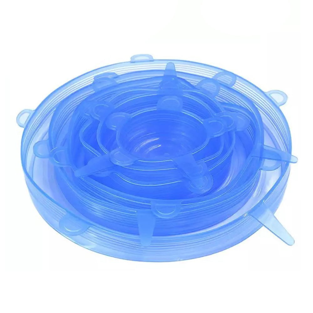 6Pcs Kitchen Silicone Stretch Bowl Cover Food Fresh Keeping Vacuum Sealed Lid