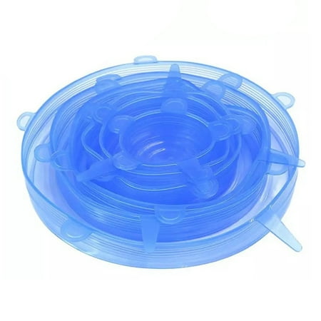 

6Pcs Reusable Silicone Stretch Lids Wrap Bowl Seal Cover Kitchen Food Storage