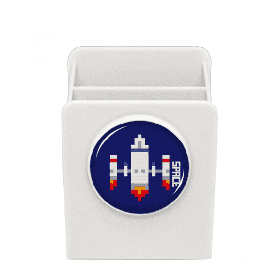 Space Ship Rocket Take Off Universe Pixel Desk Pencil Holder Cup Pen Organizer