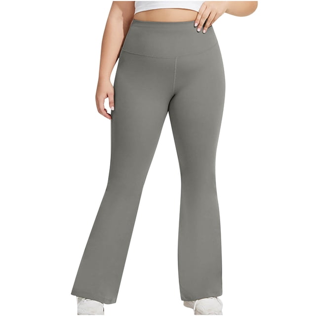 HAiming Womens Plus Size Falre Yoga Pants High Waisted Stretchy Running Legging Solid Gym Workout Athletic Trouser