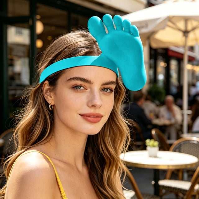 Printed Foot Shaped Sun Visor Hat Funny Barefoot Headband Protection Hat For Summer Party