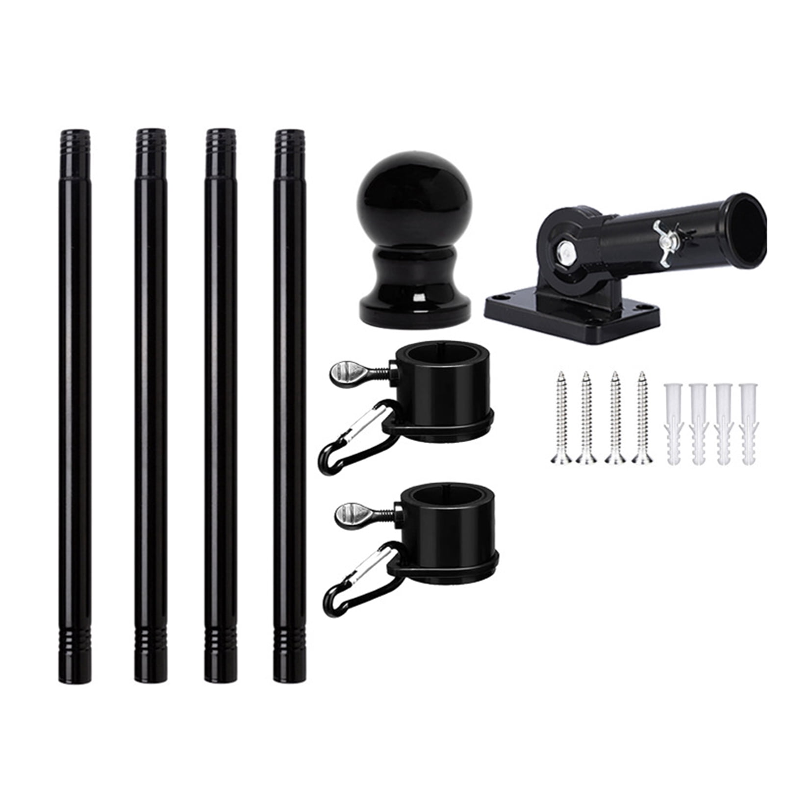 Flag Pole Kit Thickened Stainless Steel Outside Porch Wall Flagpole Entangle Free Rotating Flag Pole Rings Adjustable Multi-Positions Bracket Holder