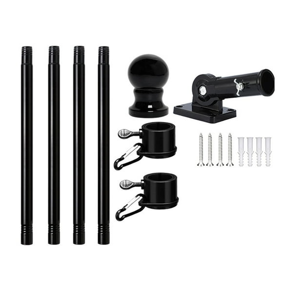 Flag Pole Kit Thickened Stainless Steel Outside Porch Wall Flagpole Entangle Free Rotating Flag Pole Rings Adjustable Multi-Positions Bracket Holder