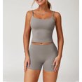 thumbnail image 2 of PISONIC Two Piece Workout Sets For Women Spaghetti Straps Tank Top and High Waist Booty Lifting Shorts Gym Yoga Active Outfits, 2 of 12