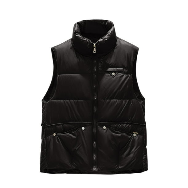 Gibobby Chaleco mujer casual, chaleco acolchado para mujer, cuello de pie, ligero(Negro,XG)