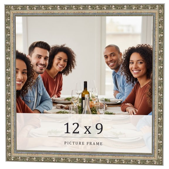 12x9 Frame Silver Solid Wood Picture Frame Width 1.125 Inches | Interior Frame Depth 0.375 Inches |