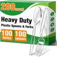 thumbnail image 2 of UYGDUY-200 Count Plastic Silverware Heavy Duty,Clear Plastic Forks and Spoons, 100 Spoons & 100 Forks,BPA-Free,Heat Resistant Disposable Cutlery Utensil Set for Catering & Events, Daily Use, 2 of 2