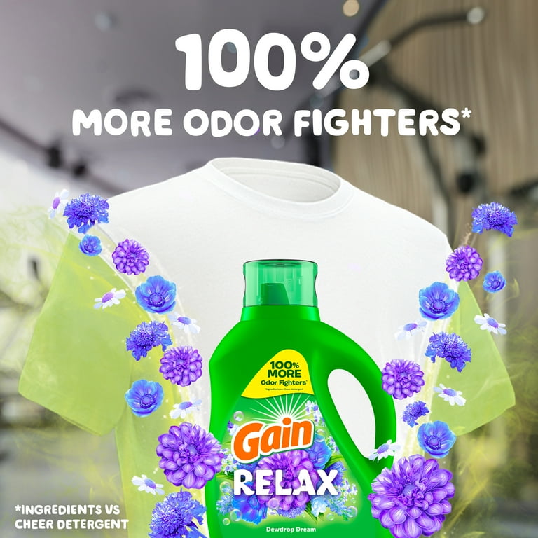 Gain Liquid Laundry Detergent, Dewdrop Dream Scent, 88 fl oz, 61