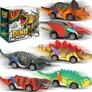 SUORFOXS 6 Pack Dinosaur Pull Back Car Toys for Kids, Boys and Toddlers Gifts, Ages 2 3 4 & up