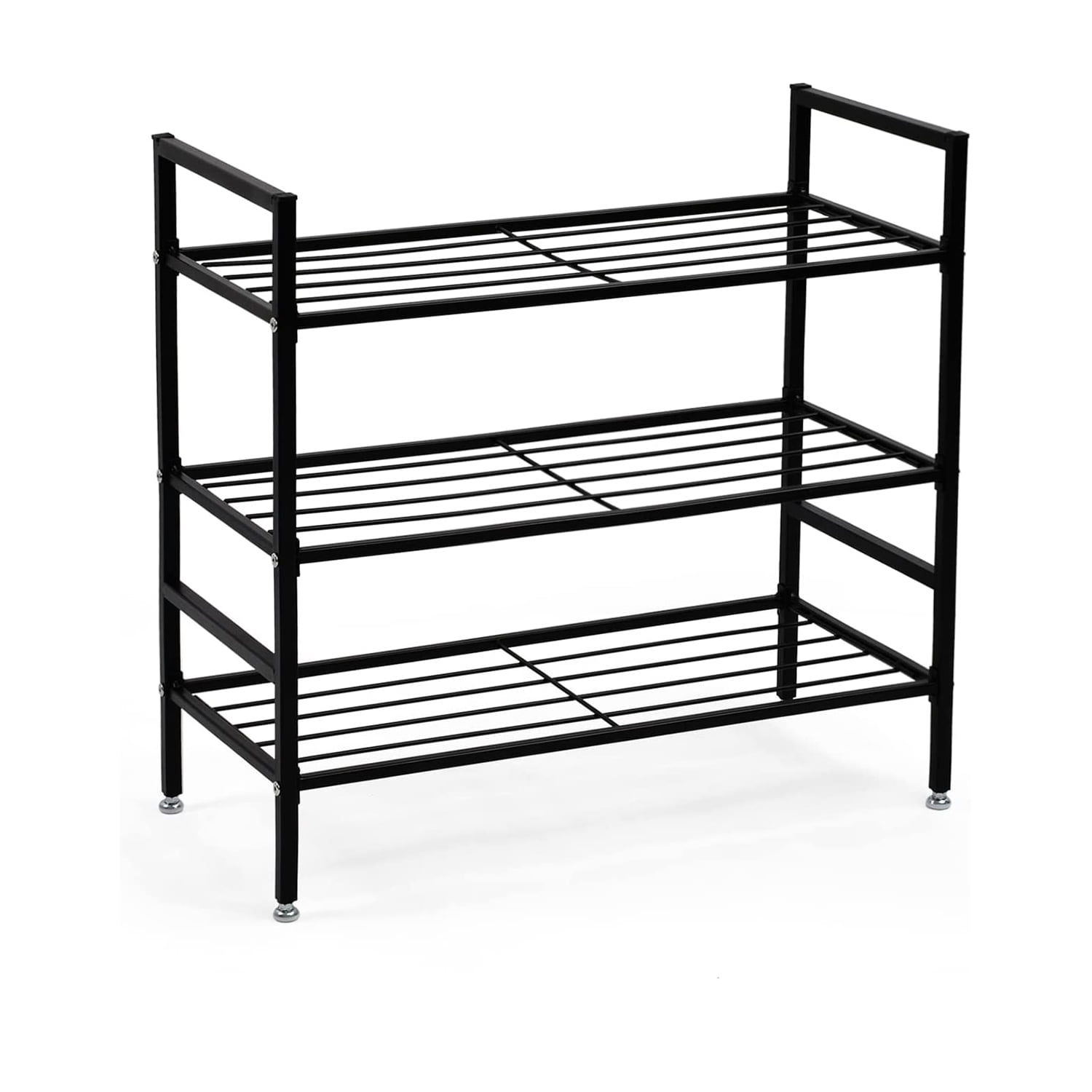 3Tier Metal Shoe Rack, Black Shoe Racks Organizer Shoes Tower Shelf