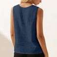 thumbnail image 4 of VEKDONE Sleeveless Button Down Shirts for Women Summer Cotton Crewneck Tank Tops Solid Color Loose Fit Breathable Tanks Casual Blouses Blue XL, 4 of 6