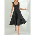 thumbnail image 4 of Women Long Dress, Sleeveless V-neck Lace Patchwork Summer A-line Dress Slit Dress, 4 of 10