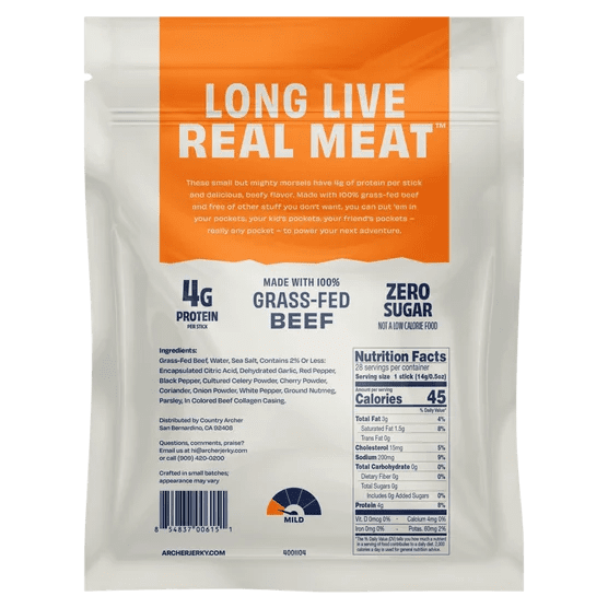 Country Archer Mini Beef Sticks Original Grass-Fed 28 Count