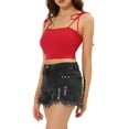 thumbnail image 5 of INSPIRE CHIC Women's Striped Tie Spaghetti Straps Summer Cami Tube Tops M Red, 5 of 8