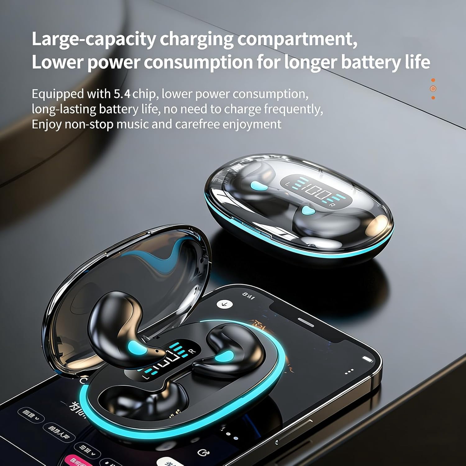 Sleep Bluetooth Earbuds, Sleep Earbuds for Side Sleepers, Noise Cancelling Earbuds for Sleep, Micro Sleep Earbuds, Sleep Earbuds Wireless Bluetooth,Bluetooth 5.4,LED Display (A,1PC)