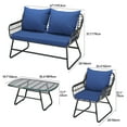 thumbnail image 5 of Dextrus Navy Blue 4-Piece Outdoor Wicker Bistro Set, Weather-Resistant Rattan Loveseat Chairs for Relaxing in your Backyard, Balcony, or Deck, Complete with Cozy Cushions and Durable Metal Table, 5 of 5