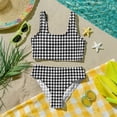thumbnail image 6 of CCRFTGI Swimsuit for Kids Girls Size 7-8 2 Piece Set Swim Vacation Bikini Set Beach Vacation Bathing Suits Cute Summer Plaid Girls Clothes Tankini Swimsuits Swimwear Black 7-8 Years, 6 of 9