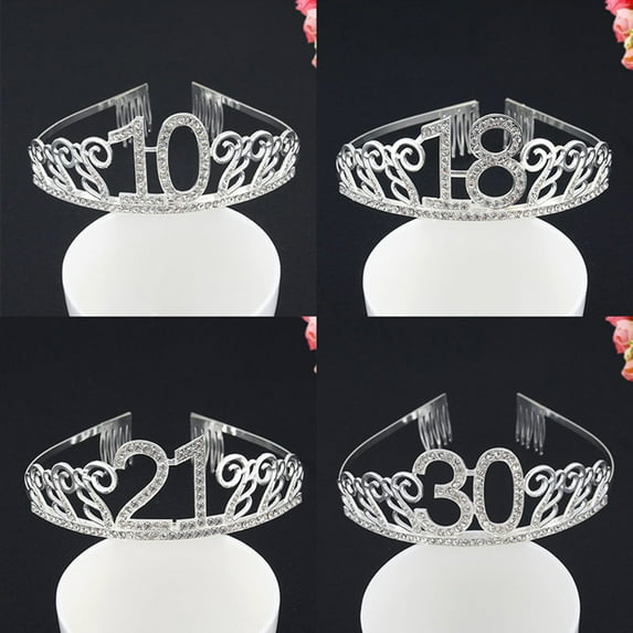 SPRING PARK 10/18/21/30/40/50 Happy Birthday Tiara Crown Crystal Rhinestone Wedding Party Headband