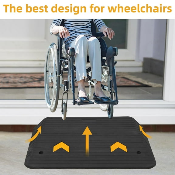 3.5" Rise Rubber Threshold Ramp - Heavy-Duty Wheelchair Ramp with 33,000 lbs Capacity, Recycled Rubber Ramp, Non-Slip Surface for Easy Access with Scooters and Cars