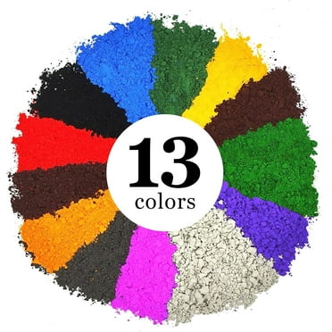 GOODTAKE 13 Colors Concrete Pigment, Unique Iron Oxide Pigment Powder, Concrete Cement Dye Color Pigment for Pastel Tile Paint Concrete Cement Mortar Grout (13 Unique Colors)