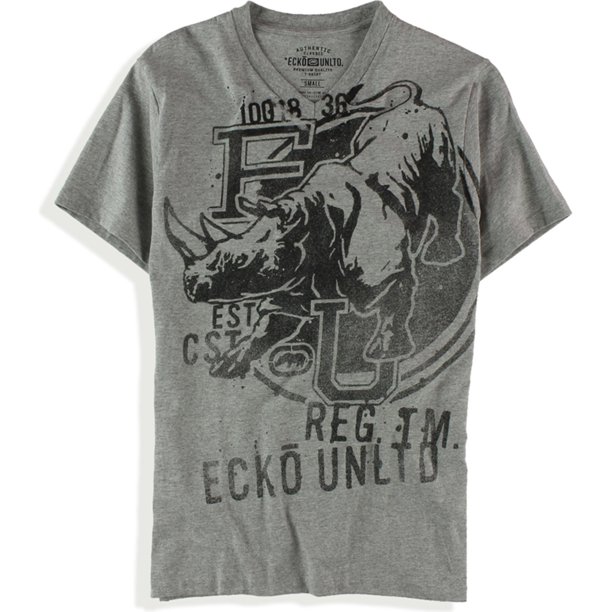 Ecko Unltd. Playera gráfica Big Ups Rhino con cuello en V para hombre, gris, pequeña