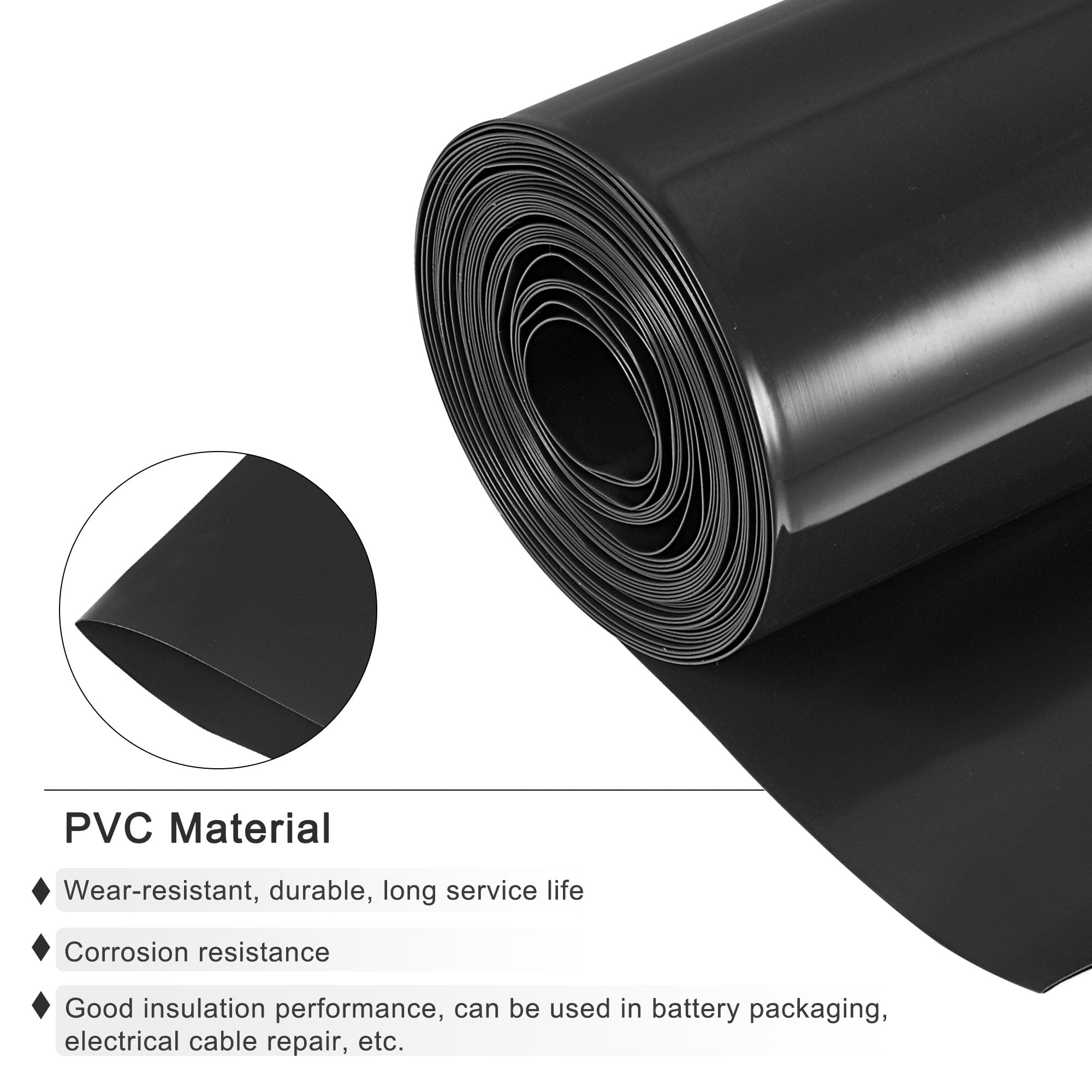 Unique Bargains Battery Wrap Heat Shrink Tube Good Insulation Pack Black 3" Flat 10ft