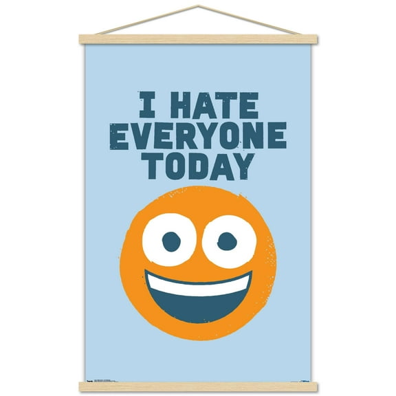 DaVid Olenick - Hate Everyone Wall Poster with Wooden Magnetic Frame, 22.375" x 34"
