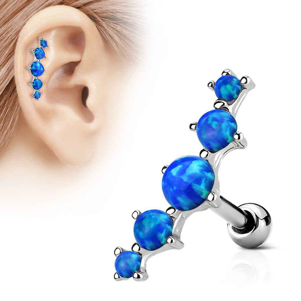 16G Synthetic Opal Cartilage Tragus Bar Ear Ring Piercing Stud Body Jewellery