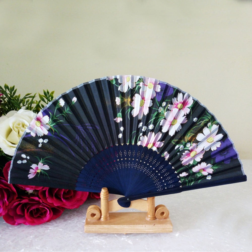 Folding Fan Flower Lace Silk Hand Held Fan Wedding Dancing Party Gift 2 Style G 